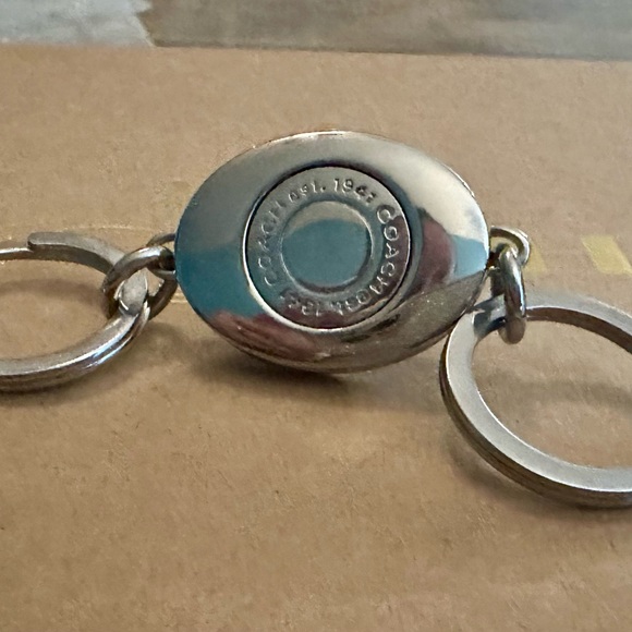 Coach Deep Purple Enamel Oval Valet Keychain Fob Bag Charm - Picture 5 of 11